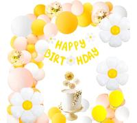 Set di palloncini per compleanno, con margherite, 44 pezzi, set di palloncini gialli, con margherite, ghirlanda per matrimonio, compleanno, ragazza, baby shower, fidanzamento
