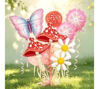 Set di palloncini per feste a tema fiabe e foresta - Palloncini a forma di farfalla, funghi, margherite, per primo compleanno, festa nel paese delle meraviglie, baby shower e decorazione per feste in