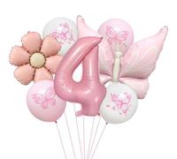 Set di palloncini rosa a forma di farfalla con numero 4, 81 cm, decorazioni per il 4° compleanno per ragazze, decorazioni per feste a farfalla di 4 anni (rosa 4)