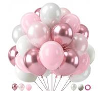 Set di palloncini rosa, palloncini rosa e bianchi, 60 pezzi, 30,5 cm, metallizzati, rosa chiaro e bianco perlato, per compleanni, matrimoni, baby shower, decorazioni per feste nuziali