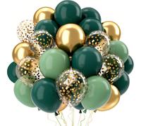 Set di palloncini verde salvia e oro, 52 pezzi palloncini verde oliva scuro, palloncini metallizzati dorati con palloncini in lamina d'alluminio dorata e paillettes per decorazione festa di compleanno