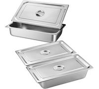 Set di panierstrasse in acciaio inox, set da 3 pezzi, vaschette per il panier, contenitore in acciaio inox, con coperchio, per braciole, contenitori per alimenti, contenitori per alimenti, contenitori