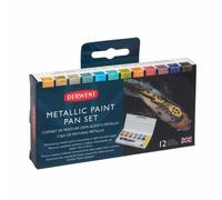 Derwent Set pittura Inktense da viaggio 12 colori metallici con water brush e spugna