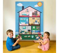 Set di pannelli in feltro per storie, gioco interattivo per decorazione di ville, giocattolo educativo per la prima infanzia, bacheca in flanella da appendere al muro, regalo di compleanno per bambini