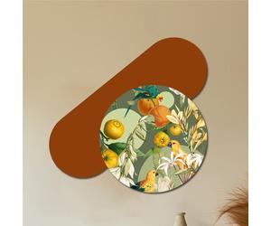 Set di pannelli moderno con stampa tropicale di frutti e pappagalli TERRA DEL FUOCO dimensioni 60X90 CMx100xh1,5 cm legno colore Arancione