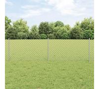 Set di pannelli per recinzioni con pali in argento, 0,6 x 10 m, in acciaio per giardino e terrazza, resistente ai raggi UV, esterno verniciato a polvere, 4 pannelli stabili per la delimitazione della