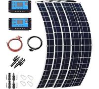 Set di Pannelli Solari da 800 W 4 Pezzi Pannello Solare Flessibile in Silicio Monocristallino da 200 W Modulo Fotovoltaico con Pannello Solare da 12 V-48 V con Regolatore di Carica, 4X200W