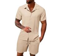Set di pantaloncini da uomo, 2 pezzi, abbigliamento 2024, tuta estiva casual, set completo di camicie estive e pantaloni corti, set hawaiani, costume da bagno baggy per il tempo libero, tuta da