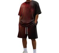 Set di pantaloncini da uomo Bloody Deguisement Halloween Uomo Sanguinante Costume Halloween Che fa paura Vestito sportivo Horror T Shirt e pantaloni corti Jogging Set tuta estiva, #26-Rosso, M