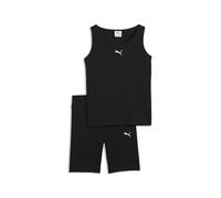 Set di pantaloncini e canotta a coste Nero 9/10 anni - 132/138 cm Tinta unita
