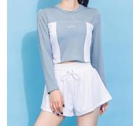 Set di pantaloncini e maniche lunghe da donna semplici e pratici per il comfort quotidiano con tessuto elastico che si muove con te per tutto il giorno (XL blu)