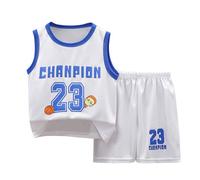 Set di Pantaloncini Sportivi per Bambini Tuta da Ragazzo in Maglia Canotta da Basket in 2 Pezzi e Set di Pantaloncini in Rete Gonne Bambina 5 Anni