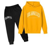 Set di pantaloni della tuta con cappuccio e felpa con cappuccio, set da 2 pezzi con cappuccio, set autunno per bambini Los Angeles California Graphic Track Suits Joggers Comode Letter Sweatsuit Set