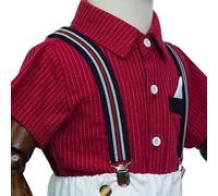 Set di papillon per ragazzi con bretelle elastiche a Y con clip forti per bambini, bretelle regolabili per bambini dai 1 ai 14 anni, Strisce bianche e rosse, Taglia unica