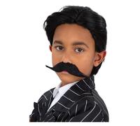 Set Di Parrucca E Baffi Gangster Per Bambini Anni '20 Parrucca Nera Gotica