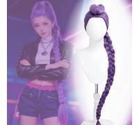 Set di parrucche da cosplay - parrucche anime con code gemelle rosa precise e coda di cavallo singola viola, adatte per il ruolo di cantante e costumi da festa 02-Rosa,01-Viola,03-Nero,01-Set di capel
