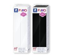 Set di Paste modellabili FIMO Nero & Bianco - Pasta modellabile Morbida Che indurisce in Forno per Principianti - 2 Blocchi Grandi da 454 g con suddivisione in 8 Parti