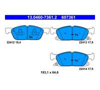 Set di pastiglie freno, freno a disco ATE 13.0460-7361.2, Anteriore