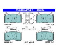 Set di pastiglie freno ATE 13.0470-4894.2, anteriore, Ceramica