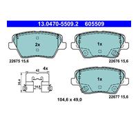 ATE 13.0470-5509.2 Kit pastiglie freno, Freno a disco per HYUNDAI,KIA