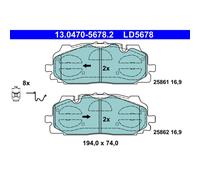 Set di pastiglie freno ATE 13.0470-5678.2, anteriore, Ceramica