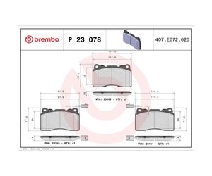 Set di pastiglie freno BREMBO P 23 078, anteriore