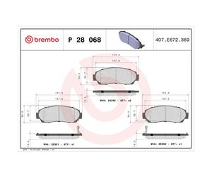 Set di pastiglie freno BREMBO P 28 068, anteriore