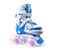 Set di pattinatore doppio - Pattini regolabili per bambini | Vamic Mesh Traspirante e Ruote in PU lampeggiante | ABEC-7 Silent Rowing Skates per 3-11 anni | Pattinatore a rullo con rivestimento