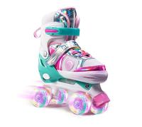 Set di pattini a doppia - pattini regolabili per bambini | VAMP MESH traspirante e ruote PU lampeggianti | ABEC-7 Scattini da cuscinetti silenziosi per 3-11 anni | Roller Skate con fodera in memo