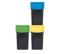 Keden Set di contenitori per rifiuti Stackbox Raccolta differenziata Telaio rimovibile per Sacchetto Coperchi colorati (3x20 l, nero)