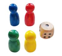Set di pedine e da tavolo in legno, pezzi di scacchi a forma di umano | Il robusto set di scacchi e dadi in legno a forma di umano offre pedoni di ricambio versatili per vari giochi da tavolo.