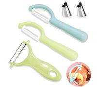 Set di pelapatate universale per bambini, pelapatate con lame rotanti, peeler, multifunzione, a forma di Y, per verdure, frutta, carote, 3 pezzi