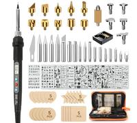 Set di penna per pirografia e saldatore per pirografia 71 in 1, 80 W, LED, temperatura regolabile 180-500 °C, con interruttore, bruciatore a legna per incisione su legno, pelle, fai da te