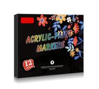 Set di pennarelli acrilici in 12 colori vivaci, ideali per pittura su roccia e vari mestieri, formula ad asciugatura rapida a base d'acqua