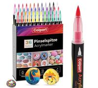 Set di pennarelli acrilici per pietre impermeabili, 36 colori, per rocce in legno, ceramica, vetro, tela, metallo, artigianato fai da te