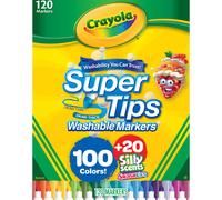 Set di pennarelli Crayola Super Tips, 100 pennarelli lavabili per bambini, 20 pennarelli profumati, pennarelli colorati sfusi per libri da colora
