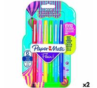 Set di Pennarelli Paper Mate Flair Multicolore 6 Pezzi [2 Unità]