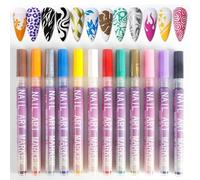 Set di pennarelli per nail art - Set di 12 pennarelli colorati da 0,5 mm per nail art - Pennarello per smalto impermeabile e ad asciugatura rapida per nail art fai da te