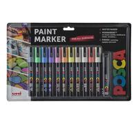 Set Di Pennarelli Posca Colori Pallidi PC-5M E Nero PC-7M 12pc