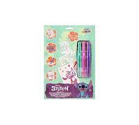 Disney Stitch ST23363V1 - Kit di pittura per bambini, 3 penne pallide e stencil riutilizzabili, kit di disegno creativo, kit fai da te per ragazze e ragazzi