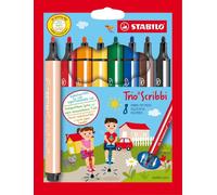 Triangular Fibre-Tip Pen - STABILO Trio Scribbi - Pack of 8 - Assorted Colours