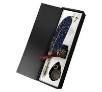 Set di penne a forma di penna, stile vintage, in acciaio, con supporto a penne, elegante accessorio per la firma per il giornale, per la pittura di lettere, principianti, autori, studenti