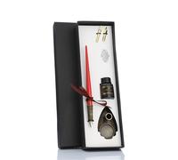 Set di penne a immersione e inchiostri in vetro vintage con punta sostituibile e supporto in metallo per scrittura, invito, scrapbooking, penna a immersione in vetro