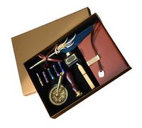 Set di penne a immersione e timbri in stile vintage con piume, set di penne e inchiostri in pelle, per inviti a feste, scrapbooking, diario in pelle