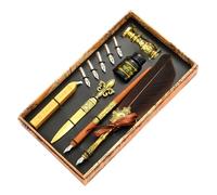 Set di penne a inchiostro per penna d'oca, 24 x 14 x 5 cm, penna per immersione in vetro, kit vintage per ceralacca, timbro per sigillo, strumento per buste, kit regalo ideale per scrivere, disegnare