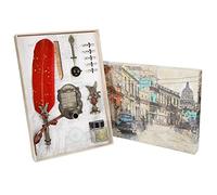 Set di penne a pennino, penna per calligrafia a immersione con 5 punte e accessori, penna a pennino retrò per scrittura gotica italiana, confezione regalo per insegnanti, coppie e (Rossa)