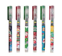 Set di penne a sfera per cartoni animati di Natale, penne per studenti con inchiostro nero di Natale | 6 penne a sfera a inchiostro nero ad asciugatura rapida | Penne per ornamenti invernali per