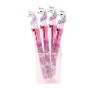 Set di penne a sfera unicorno a 4 bastoncini, 6 colori in una penna a sfera, per regalo scolastico per ragazze, penne colorate, regalo di compleanno