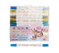 Set di penne artistiche delle unghie, strumento polacco a doppia faccia, penne a trattare, design a punta sottile, varietà a colori multipli, 12 pezzi, party salone uso quotidiano per adolescenti femm