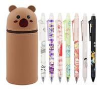Set di Penne Cancellabili 2 in 1-7 Penne a Sfera Con Supporto Retrattile | Gel da 0,5 mm, Blu - per Scuola e Ufficio
